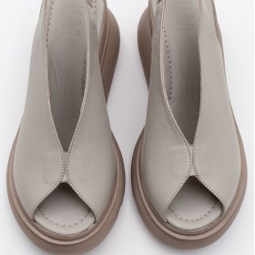 Resim Luvishoes Luvi Shoes Sam Taş Cilt Hakiki Deri Kadın Dolgu Topuk Sandalet Taş Rengi Taş 