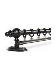 Resim Siyah Tek Raylı Ahşap Rustik Perde Askısı - 125 Cm 