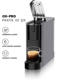 Resim Omnex Ox-Pro Espresso Kapsül Kahve Makinesi – 20 Bar Basınç, Gri 