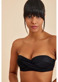 Resim Amarelle Bali Siyah Balenli Dolgulu Straplez Push-up Bikini Takım Siyah 
