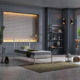 Resim Unimet Falez-st Tek Kişilik Metal Karyola-beyaz (YÜKSEK BAŞLIKLI) (AHŞAP LATALI) 