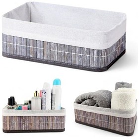 Resim Bambu Çok Amaçlı Saklama Kutusu Düzenleyici Orta Boy Organizer, Dekoratif Bambu Düzenleyici Gri 29x19x10cm 