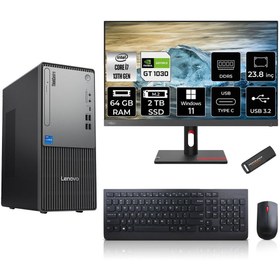 Resim LENOVO ThinkCentre Neo 50T G5 i7 13700 64GB 2TB SSD GT1030/4GB 23.8" FHD W11P Masaüstü Bilgisayar 