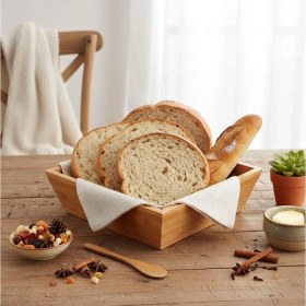 Resim Bambu Lüx Kare Orta Boy Ekmeklik-Meyvelik 20CM, Bambu Ekmeklik Kare Orta Boy 20CM 