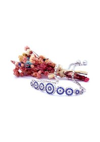 Resim Brezza Lusso Jewelry Nazar Boncuklu Asansör Kilitli Kadın Gümüş Bileklik Beyaz No1 