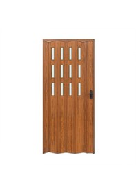 Resim Faran Dekorasyon 160 x 215 Ceviz Renk Camlı Pvc Akordiyon Katlanır Kapı - FRNAKMODEL-105 