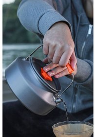 Resim Metal 1600 Ml Kulplu Çelik Kamp Ve Piknik Çaydanlığı Su Isıtma Demlik Cin939 Gri 