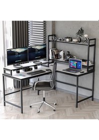 Resim L Masa ,raflı L Şekilli Ofis Masası 610-b Beyaz 