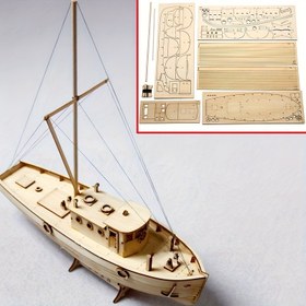 Resim Ahşap Yelkenli Tekne Modeli DIY Kitleri 1/30 Ölçekli Gemi Montajı 
