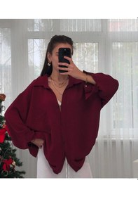 Resim Paw Garage Kadın Perla Bordo Tek Cepli Oversize Gömlek, Geniş Kalıp Gömlek, Ayrobin Gömlek Bordo 