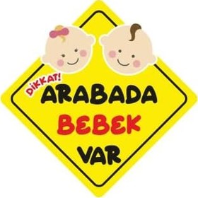 Resim Arabada Bebek Var Sticker Oto Araba Sticker 19 x 19 cm 