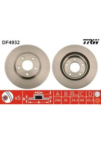 Resim Mitsubishi Outlander Fren Diski On 2013-2020 Trw Df4932 2adettir 