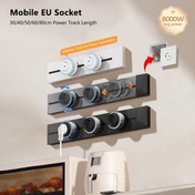 Resim EU Avrupa Standartlı Döner Adaptörli Mobil Priz Uzatma, Aç/Kap USB+Type C LED Işıklı Duvara Monte Ev Aleti Fişi, 86 Tip Çıkarılabilir Güç Rayı Modern Stil Beyaz/Siyah/Gri/Ofis/Ev Dekorasyonu 