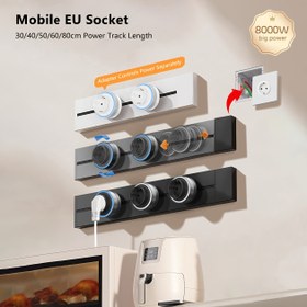 Resim EU Avrupa Standartlı Döner Adaptörli Mobil Priz Uzatma, Aç/Kap USB+Type C LED Işıklı Duvara Monte Ev Aleti Fişi, 86 Tip Çıkarılabilir Güç Rayı Modern Stil Beyaz/Siyah/Gri/Ofis/Ev Dekorasyonu 