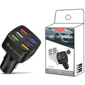 Resim Tongdashop Qc6-black 6 Portlu Araç Şarj Cihazı: Qc3.0 Hızlı Şarj 12v/24v Evrensel Usb 