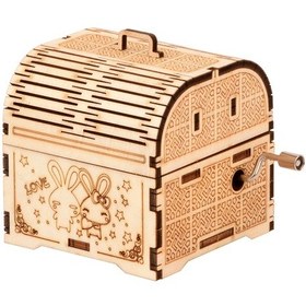 Resim Gajeena El Yapımı Müzik Kutusu: Tavşan Desenli Ahşap 3d Puzzle Seti Çocuklar İçin Eğitici Ve Eğlenceli Dıy Modeli 