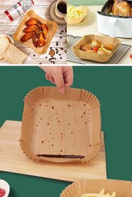 Resim Genel Markalar Air Fryer Pişirme Kağıdı Tek Kullanımlık Hava Fritöz Yağ Geçirmez Yapışmaz Kağıt 50 Adet Kare 