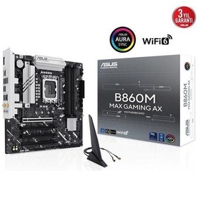 Resim Asus B860m Max Gamıng Ax Wıfı 6 Ddr5 Hdmı-dp Typec Pcıe 5.0 1851p Matx 