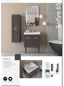 Resim Evros Sofya 65 cm Banyo Dolabı Antrasit - Gri 