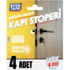 Resim Boss Tape Yapışkanlı Kapı Stoperi Şeffaf 4 Adet Kapı Kolu Çarpma Engelleyici 