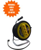 Resim GİVY Kupa 3x2,5 Mm 20 Metre Makaralı Kablo 4'lü Priz 