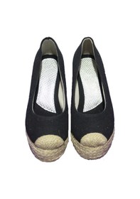 Resim Hasır&keten Dolgu Topuk Ayakkabı Siyah 