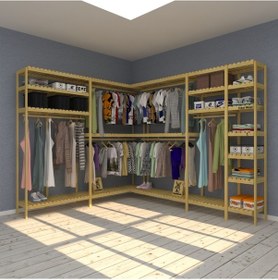 Resim Gigano - Açık Ahşap Gardırop - Robot Süpürge Kullanımı İçin Uygun 