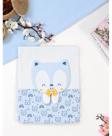 Resim Erkek Bebek Çift Katlı Natural Penye Battaniye Stl6981 mavi 