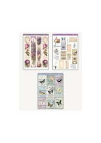Resim 6 Lı Vintage Lavanta Temalı Sticker Seti 12x17 Cm Bullet Journal, Scrapbook, Ajanda,planlayıcı İçin Diğer 