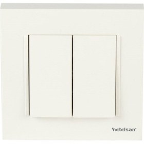 Resim Netelsan Byobu Beyaz İkili Çerçeveli Komütatör Anahtar 