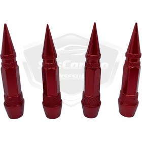 Resim ŞüsCarOto Sivri Sibop Kapağı Mermi Sibop Kapağı Araba Motosiklet Bisiklet Metal 4 lü Set Kırmızı (00) 