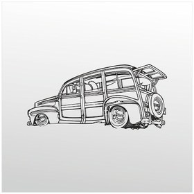 Resim Folyo Sticker Klasik Araba Adkpquy706 50cm Uzunluk Siyah 