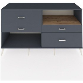 Resim Kronos Konsol Tek Raflı 4 Çekmeceli 176x59x99 Antrasit-çam/antra Antrasit-çam/antrasit 