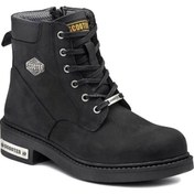 Resim Scooter M5121 Hakiki Deri Siyah Bağcıklı Fermuarlı Unisex Kışlık Bot 