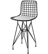 Resim Knsz ufak boy tel bar sandalyesi 1 li uslu syhbyz 55 cm oturma yüksekliği mutfak bahçe cafe ofis 