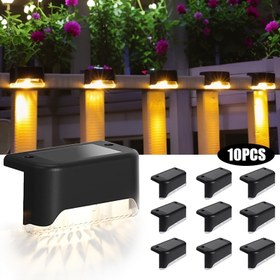 Resim 10 adet Güneş Enerjili Dış Mekan Lambası - Duvara Monte LED Güneş Lambaları, Sıcak Sarı Işık, Merdivenler, Çitler, Bahçe Yolları ve Daha Fazlası İçin İdeal - Gece Ambiyansı Geliştirir, Güneş Enerjili Dış Mekan Dekorasyonları, Güneş Dekoru, Yolu Aydınlatma, Modern Aydınlatma, Dayanıklı Aydınlatma 