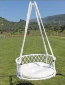 Resim Minderli Davul Hamak Salıncak Ev-bahçe-teras-piknik Beyaz 