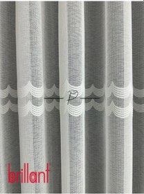 Resim Tül Perde Brillant Marka Dantel Raphael Enine Hizalı Ay Model Ekru 