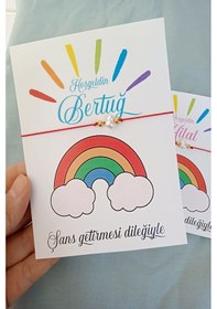 Resim 20 Adet Gökkuşağı Kartlı Şans Bilekliği - Bebek Hediyelik - Mevli 