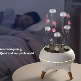Resim Uzaktan Kumandalı Dinamik Denizanası Nemlendirici & Esansiyel Yağ Difüzörü, 250ml/8.4oz, 300ml/s Çıkış Hızı, 10 Kapsama Alanı, Zamanlayıcı Fonksiyonu, Yatak Odası ve Ofis için Sessiz Çalışma, Ev Dekoru, Ortam Aydınlatması Özelliği, Dayanıklı Plastik Gövde 