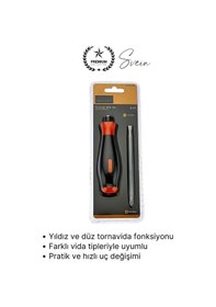 Resim Tornavida 2 İn 1 Çift Taraflı Yıldız Düz Tornavida Kompakt 2 Fonksiyonlu Ev Ve Tamir İşleri İçin 