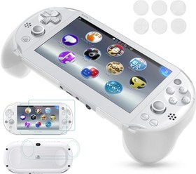 Resim Gorliskl Hand Grip Handle Joypad Protective Case with L2 R2 Trigger Button Grip Shell Controller Protective Case for Sony PlayStation PS Vita 2000 PSV 2000 PS Vita Slim. White 