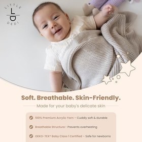 Resim Yumuşak Örme Bebek Battaniyesi 30x40 inç - Yenidoğanlar İçin 