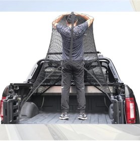 Resim Xuweiwei Siyah Kamyonet Yatağı Kargo Ağı Mesh Düzenleyici 4x4 7x7 Yüksek Elastik Kamyon Yatağı Ağı Ford Römork Uyumlu 