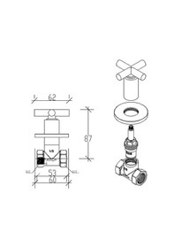 Resim Tema Cross Ankastre Stop Valf 1/2-1/2 69220 Krom 