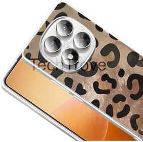 Resim Xiaomi Redmi Note 14 Pro 5G Kılıf İpeksi Desenli Tasarımlı Kamera Koruma Çıkıntılı A+ Kalite Kapak Gold Leopar 
