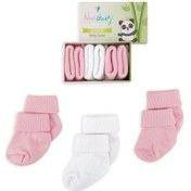 Resim Novibaby 3'lü Bambu Yenidoğan Bebek Çorap I Pinky I 0-6 ay "Karışık Renkli" 