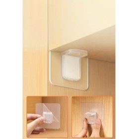 Resim Gampus Yapışkan Raf Köşe Tutucu Klips 4 Adet Şeffaf Yapışkanlı 