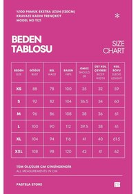 Resim Pastelastore Pamuk Ekstra Uzun 120cm Kruvaze Kadın Trençkot 1121 Yeni Bej 