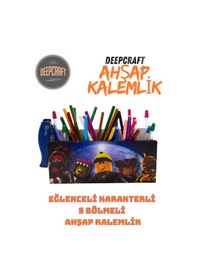 Resim Deepcraft Ahşap Çocuklar İçin Masa Üstü Kare Kalemlik & Organizer-roblox 